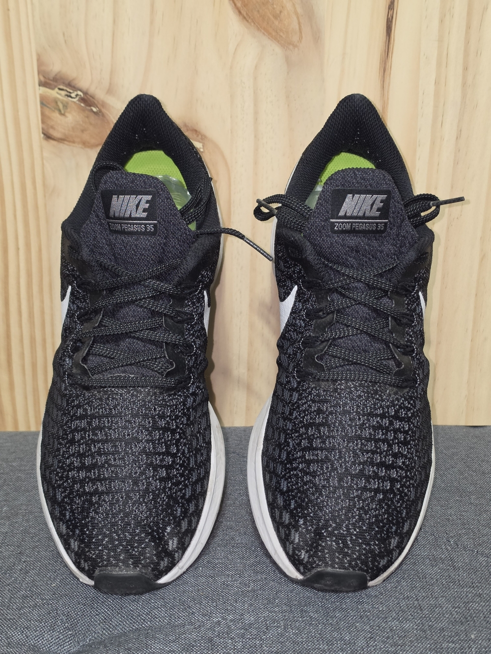 Nike Zoom Pegasus 35 Black White with Lime Green Accents